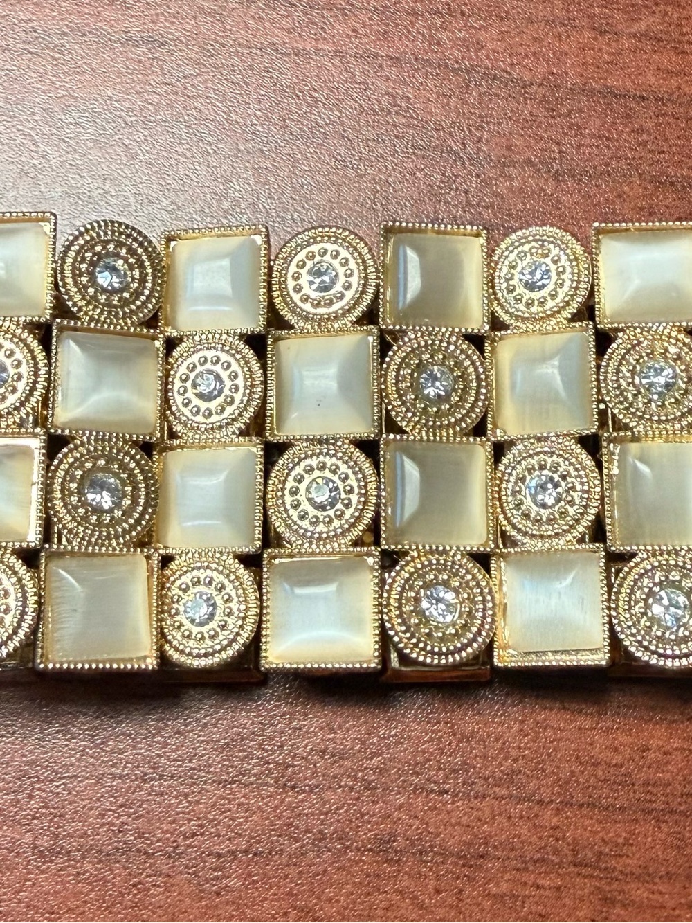 Kendall & James Gold-Tone Stretch Bracelet with Geometric Tiles and Rhinestones
